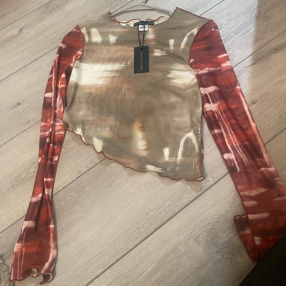 Cropped mesh long sleeve